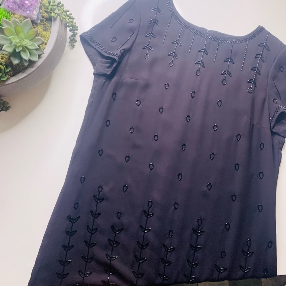 Vintage Liz Claiborne night black short bead Embellished plus 14 women’s dress